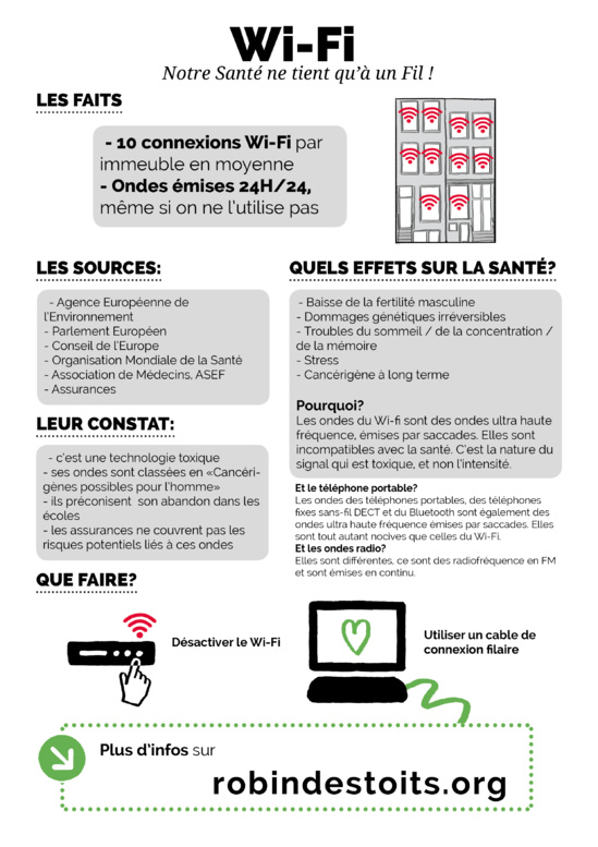 Wi-FI / Bluetooth / DECT : pourquoi c'est dangereux ? - désactiver le Wi-fi et informer vos voisins par une affichette