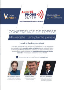 Conférence de Presse lundi 15 avril 2019 - Phonegate : 1ère action pénale - phonegatealert.org - 12/04/2019