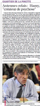 Aix en Provence - Antennes-relais : Hamy, « créateur de psychose » – La Provence – 11/04/2012