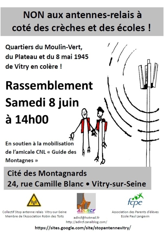 "Collectif Stop Antenne relais de Vitry-sur-Seine" - Pétition et Communiqué de Presse FCPE - 04/06/2013