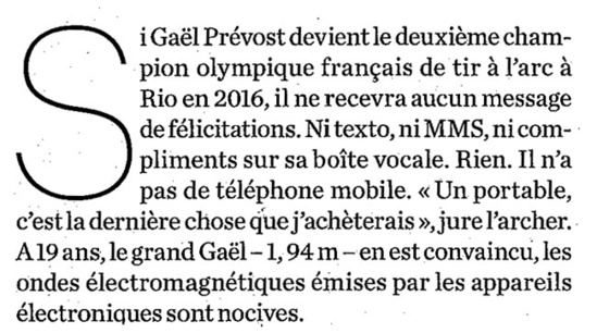 Coupe du monde : "L'archer archi déconnecté" - Le Parisien Magazine - 20/09/2013