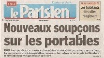 UNE du Parisien 09/02/2008 - SANTE : 'Nouveaux soupçons sur les portables'