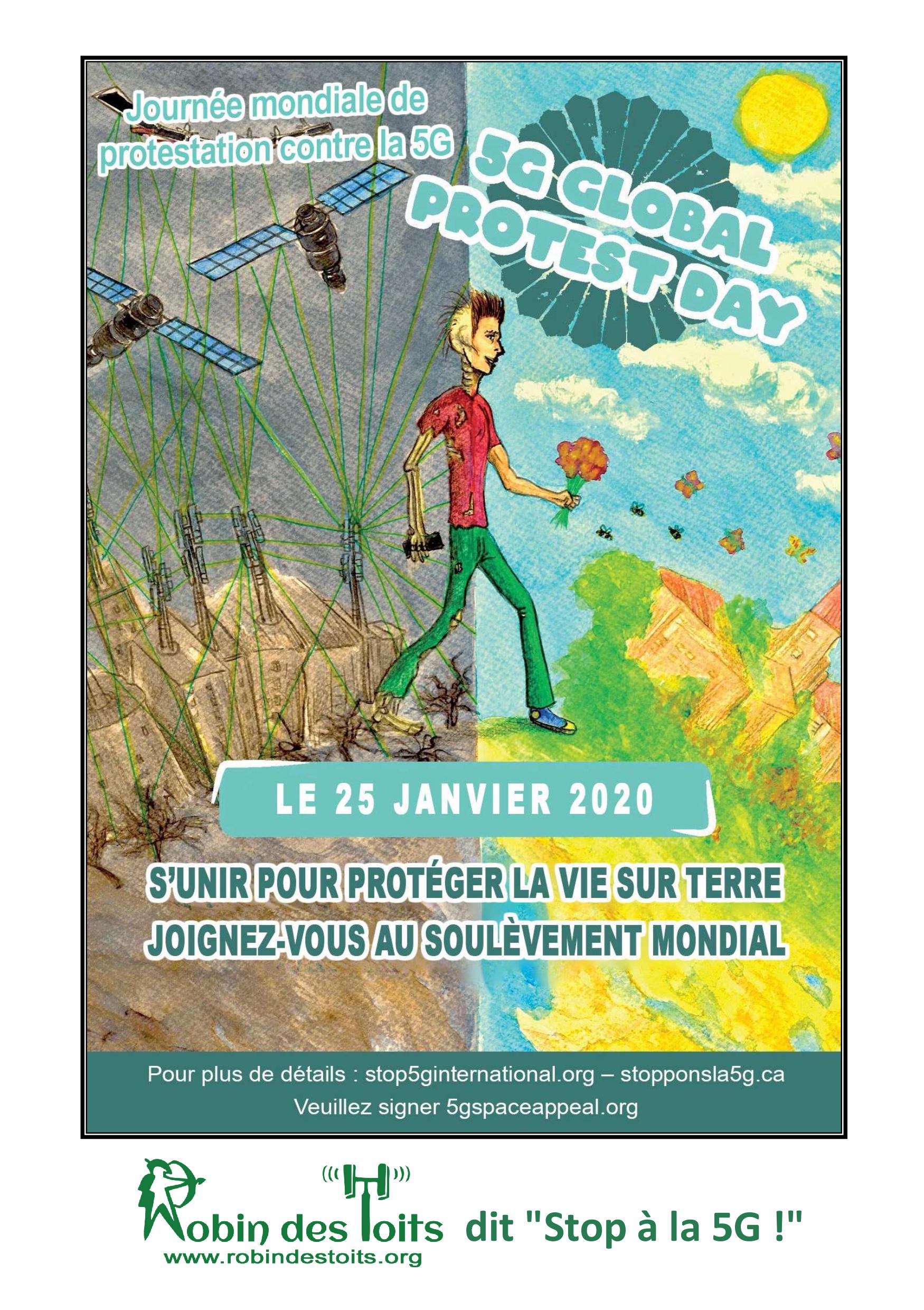 25 janvier 2020 : JOURNEE MONDIALE DE PROTESTATION CONTRE LA 5G A PARIS