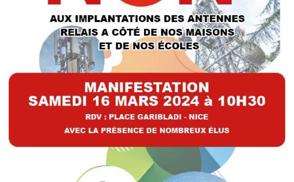 MANIFESTATION Samedi 16 mars NON AUX IMPLANTATION D'ANTENNES RELAIS
